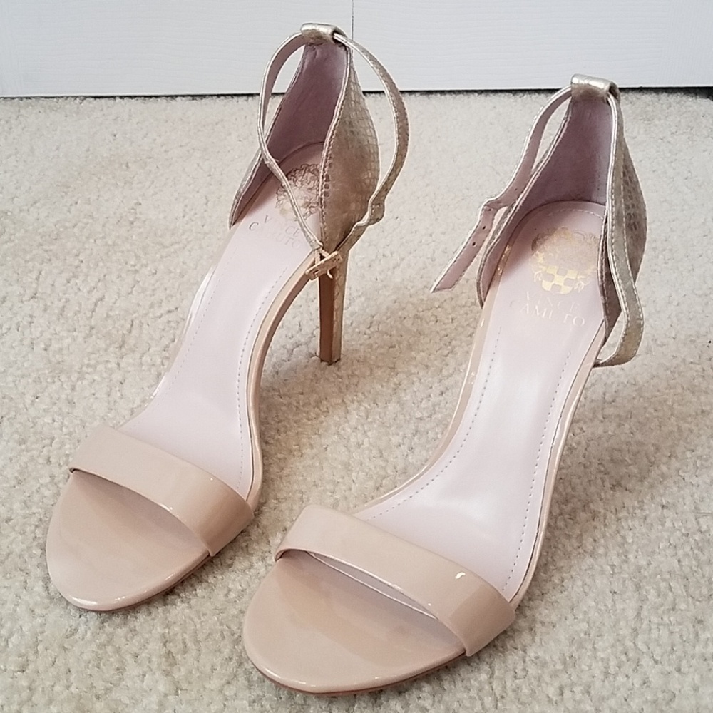 NWOT Vince Camuto Gold Strappy Heels